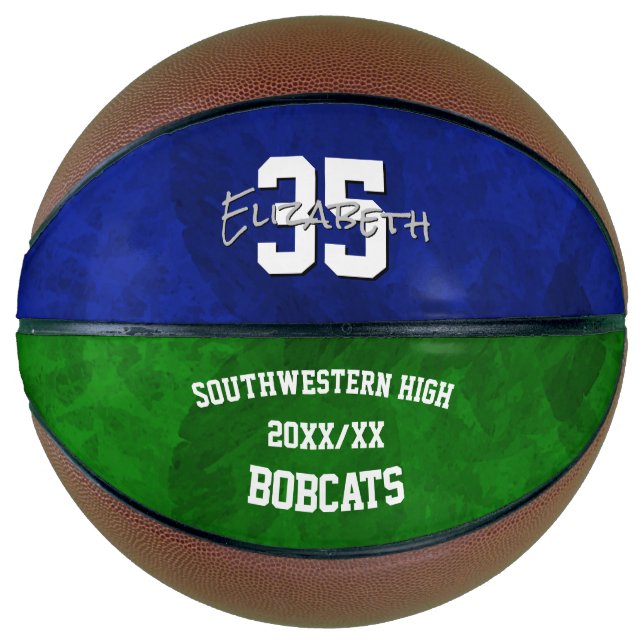 easy to personalise blue green basketball gifts (Front)