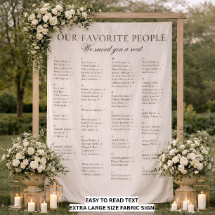Easy To Read Big Fabric Wedding Seating Chart Sign Tapestry