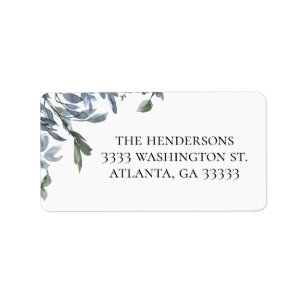 Easy to Read Blue Floral Elegant Return Address Label