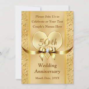 Easy to Read Golden Anniversary Invitation Card