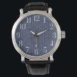 Easy To Read Large Numbers Modern Urban Blue Watch<br><div class="desc">Large numbers makes this watch easier to read. Blue urban pattern with white numbers. Unique style for the modern person.</div>