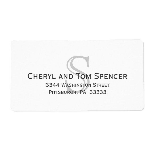 Easy To Read Monogram Return Address Label (Front)