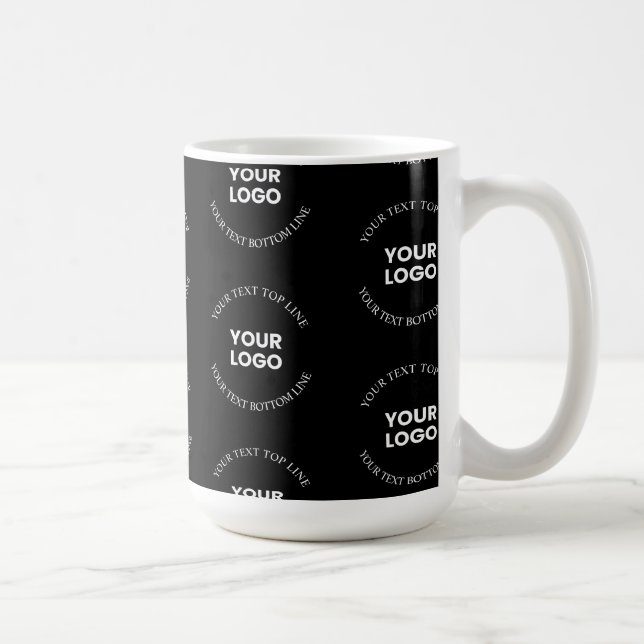 Easy to Replace Logo & Editable Text Pattern Coffee Mug (Right)