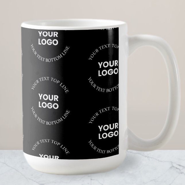 Easy to Replace Logo & Editable Text Pattern Coffee Mug (Creator Uploaded)
