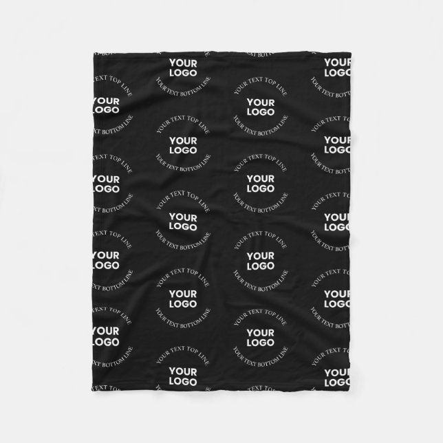 Easy to Replace Logo & Editable Text Pattern Fleece Blanket (Front)