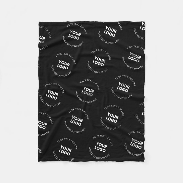 Easy to Replace Logo & Editable Text Pattern Fleece Blanket (Front)