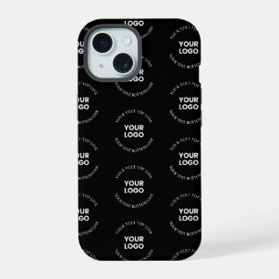 Easy to Replace Logo & Editable Text Pattern iPhone 15 Case