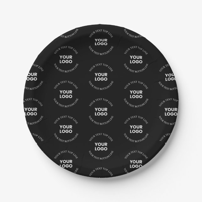 Easy to Replace Logo & Editable Text Pattern Paper Plate (Front)