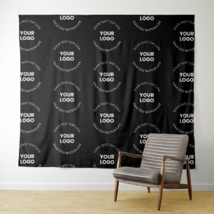 Easy to Replace Logo & Editable Text Pattern Tapestry