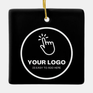 Easy Upload Your Logo Custom Low Minimums Black Ceramic Ornament