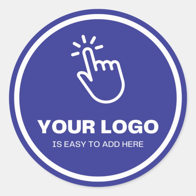 Easy Upload Your Logo Custom Low Minimums Blue Classic Round Sticker (Front)
