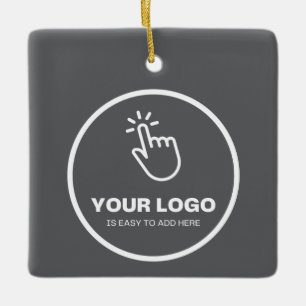 Easy Upload Your Logo Custom Low Minimums Grey Ceramic Ornament
