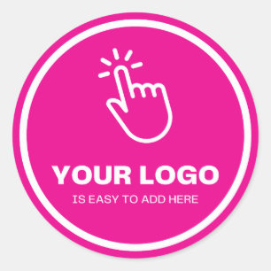Easy Upload Your Logo Custom Low Minimums Pink Classic Round Sticker