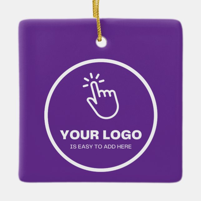 Easy Upload Your Logo Custom Low Minimums Purple Ceramic Ornament (Front)