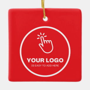 Easy Upload Your Logo Custom Low Minimums Red Ceramic Ornament