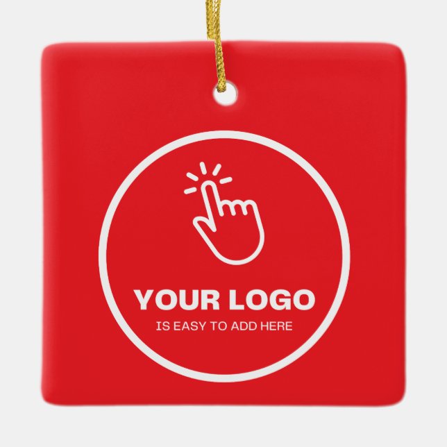 Easy Upload Your Logo Custom Low Minimums Red Ceramic Ornament (Front)