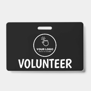 Easy Upload Your Logo Custom Volunteer Black ID Badge