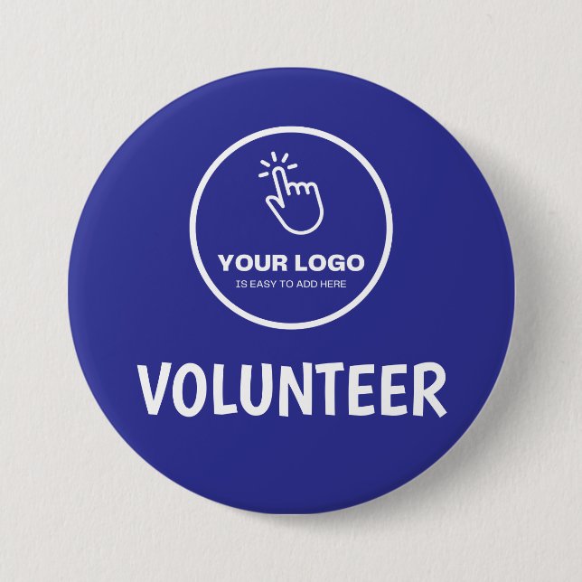 Easy Upload Your Logo Custom Volunteer Blue 7.5 Cm Round Badge (Front)
