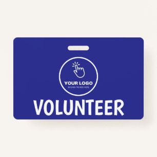 Easy Upload Your Logo Custom Volunteer Blue ID Badge