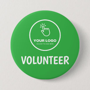 Easy Upload Your Logo Custom Volunteer Green 7.5 Cm Round Badge