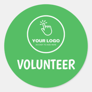 Easy Upload Your Logo Custom Volunteer Green Classic Round Sticker