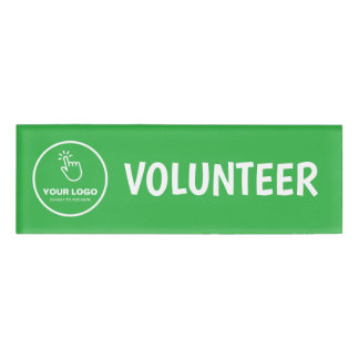 Easy Upload Your Logo Custom Volunteer Green Name Tag