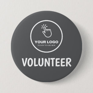 Easy Upload Your Logo Custom Volunteer Grey 7.5 Cm Round Badge