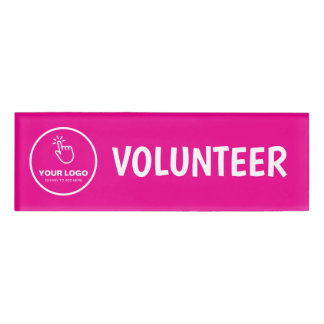 Easy Upload Your Logo Custom Volunteer Pink Name Tag