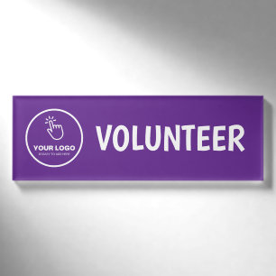 Easy Upload Your Logo Custom Volunteer Purple Name Tag