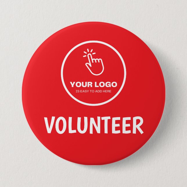 Easy Upload Your Logo Custom Volunteer Red 7.5 Cm Round Badge (Front)