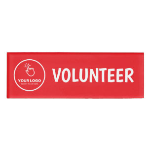 Easy Upload Your Logo Custom Volunteer Red Name Tag