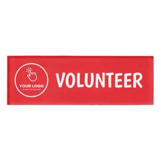 Easy Upload Your Logo Custom Volunteer Red Name Tag