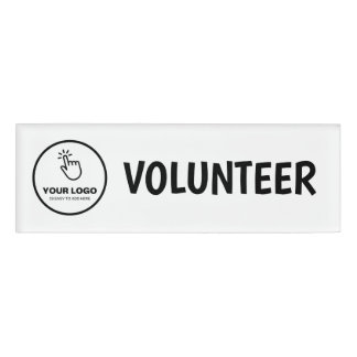 Easy Upload Your Logo Custom Volunteer White Name Tag