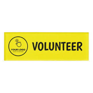 Easy Upload Your Logo Custom Volunteer Yellow Name Tag