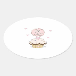 Eat A Cupcake Oval Sticker