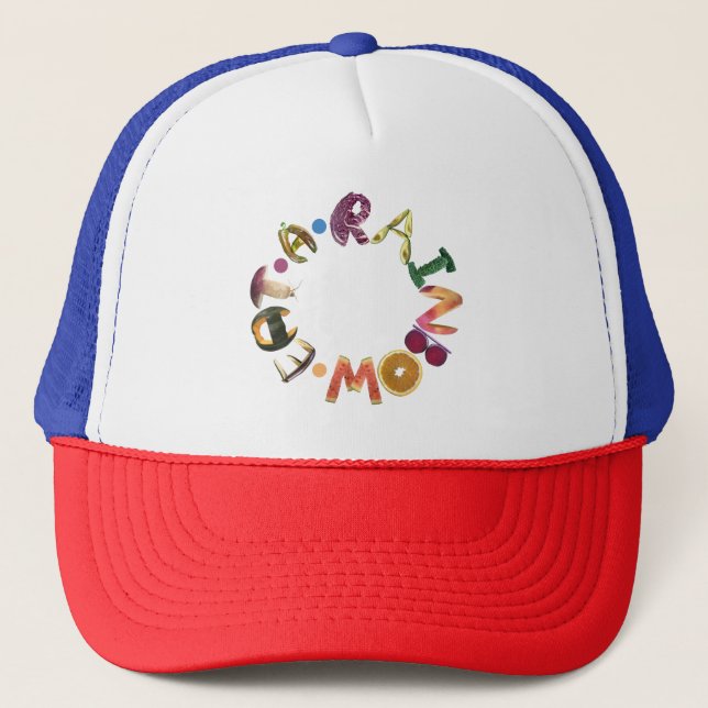 Eat a Rainbow Healthy Funny Colourful Gay Trucker Hat (Front)