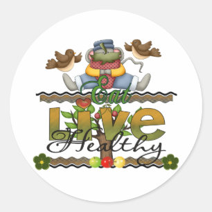 Eat and Live Healthy Classic Round Sticker