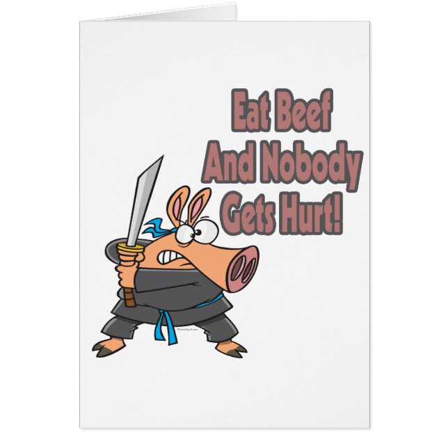eat beef funny karate ninja pig cartoon (Front)