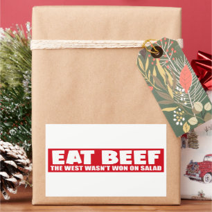 Eat Beef The West Wasn't Won On Salad Funny Bumper Rectangular Sticker