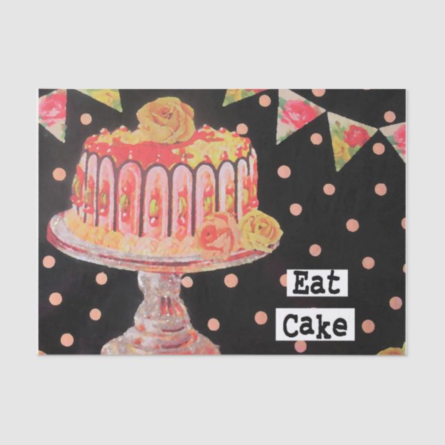 Eat Cake Birthday Tissue Paper  Decoupage (Front)