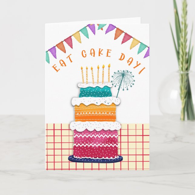 eat cake day birthday card foodie cupcake (Front)