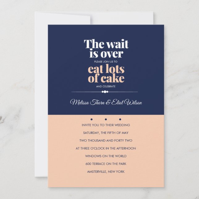 Eat Cake Font Wedding Invitation (Front)