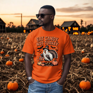 Eat Candy Not Turkey Funny Halloween Thanksgiving T-Shirt