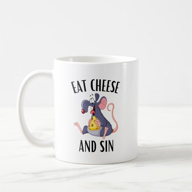 Eat cheese and sin coffee mug (Left)