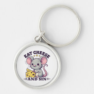 Eat Cheese And Sin Key Ring