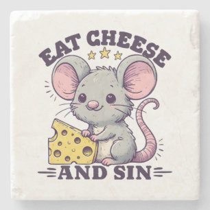 Eat Cheese And Sin Stone Coaster