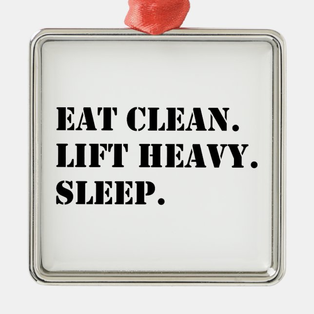 Eat Clean. Lift Heavy. Sleep. Metal Tree Decoration (Front)
