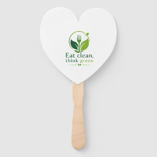 Eat clean, think green hand fan