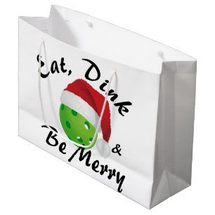 Eat, Dink and Be Merry Christmas Pickleball Large Large Gift Bag