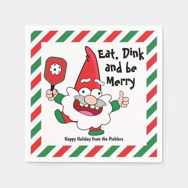 Eat, dink and be merry Christmas pickleball  Napki Napkin (Front)